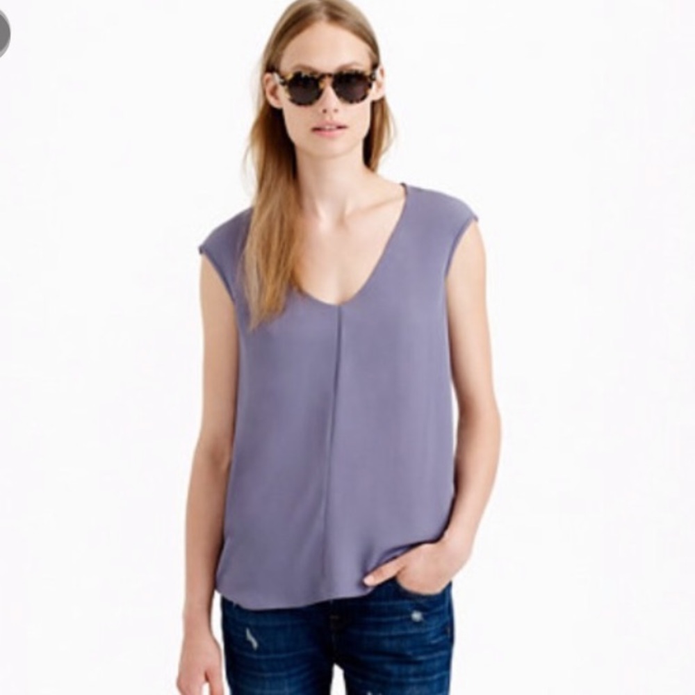 Jcrew Cap-Sleeve Shirttail Top - Picture 1 of 3
